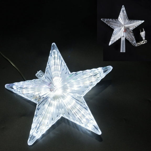 Christmas Tree Topper Star Lighted , 8.5” Clear Five-Pointed Star Tree Topper Plug in for Indoor Office Xmas New Year Holiday Tree Decoration,