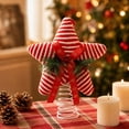 thumbnail image 1 of Christmas Tree Topper Star, Red White Striped Knit Tree Top Ornament, Spring Base Holiday Decor for Christmas Tree Home Party, 1 of 9
