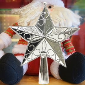 Christmas Tree Topper Star, Silver Large Five-Point Star for Christmas Party Displays, Home Decor and Xmas Holiday Trees