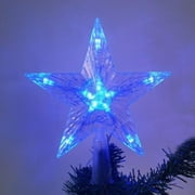 Christmas Tree Topper Star Treetop with LED Color-Changing Light, LED Light Up Lighted Star Christmas Tree Topper for Indoor Outdoor Christmas Tree Decoration