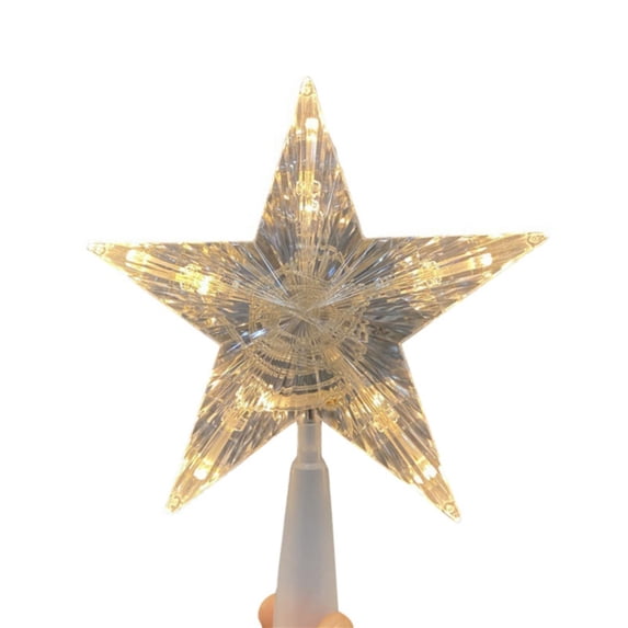 Christmas Tree Topper Star Warm White Light Christmas Tree Decor for Christmas Holiday Home Fit for General Size Xmas Tree, 6.1 Inch