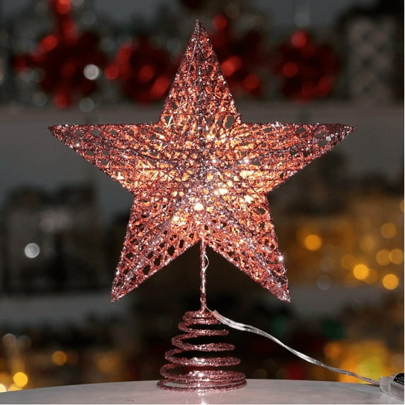 Christmas Tree Topper Star Warm White Light Christmas Tree Decor for Christmas Holiday Home Fit for General Size Xmas Tree, 7.8 Inch