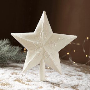 Christmas Tree Topper Star, White Glitter Large Five-Point Star Tree Top Decoration for Holiday Trees, Home and Xmas Party Decorations
