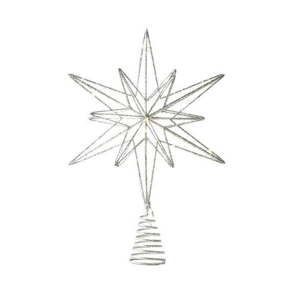 Christmas Tree Topper Star with LED Lights, 12 in Luminous Star, ABS Plastic Treetop Ornament with Spring Base for Holiday Home Party Decorations