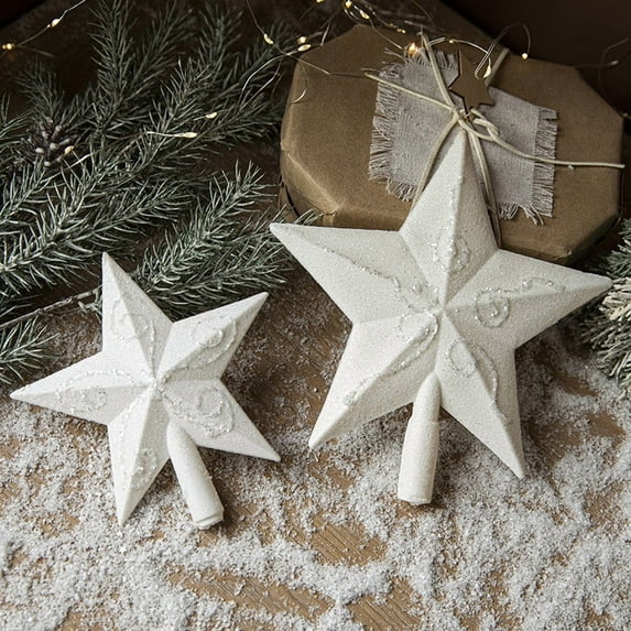 Christmas Tree Topper White Large Tree Top Star Sparkling Powder Tree Top Star 20CM Glitter Star Tree Topper for Christmas Decorations