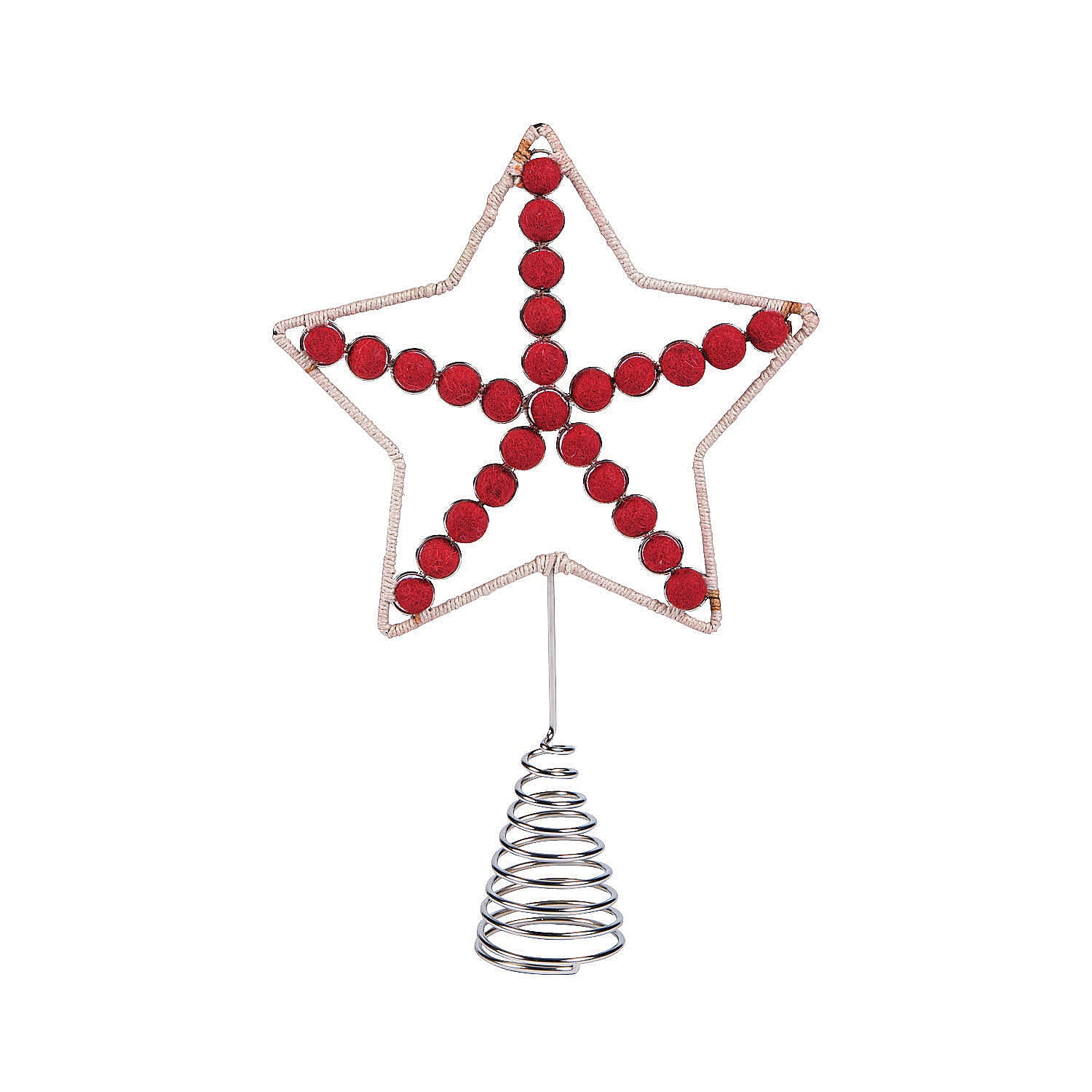 Red and Jute Metal Star Christmas Tree Topper