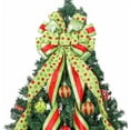 thumbnail image 1 of Christmas Tree Topper Wreath Bow Large Green Christmas Bow Tree Topper with Red Green Dot Patterned Gift Bows for Xmas Holiday Home Wedding Thanksgiving Indoor/Outdoor 52"x13", 1 of 6