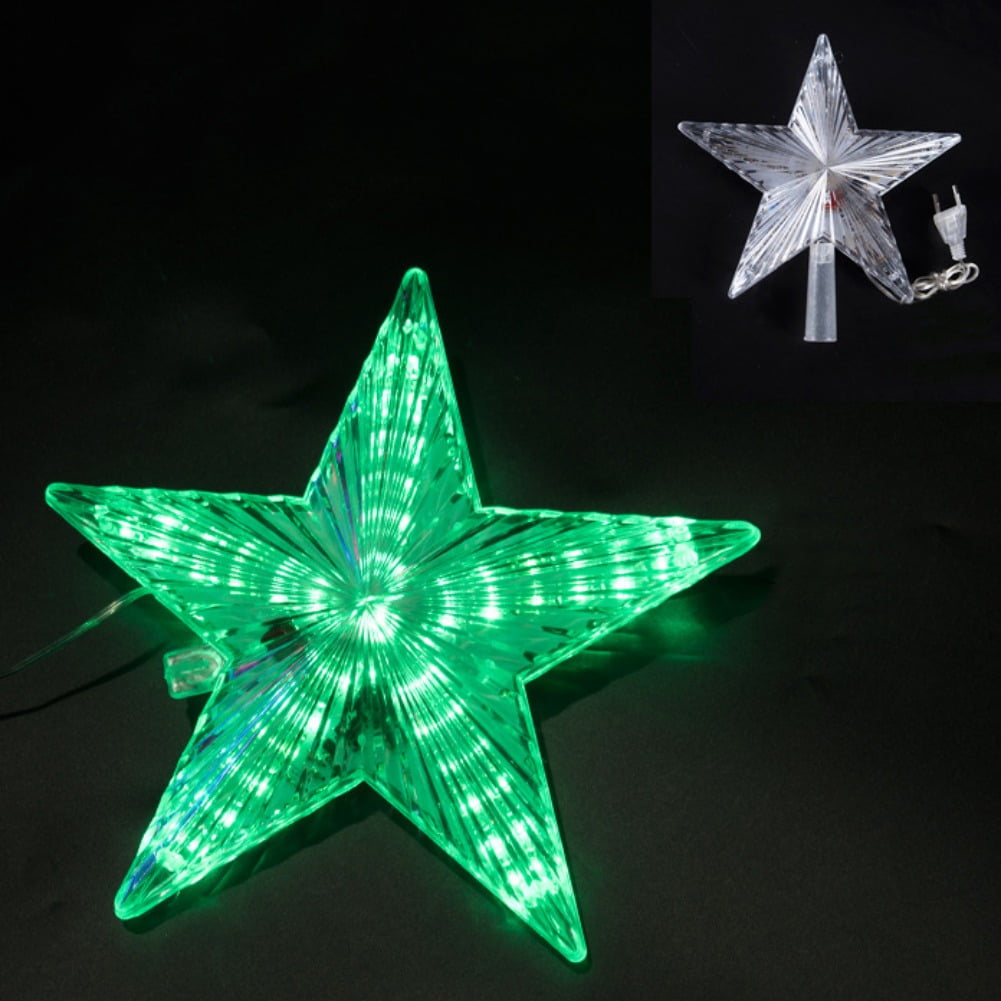 Christmas Tree Topper with LED Light, Clear FivePointed Star Tree