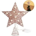 thumbnail image 1 of Christmas Tree Toppers, 8-Inch Star Tree Toppers Rose Gold Tree Toppers Glittered Metal Design Tree-top Star, 15 LED Lights Christmas Tree Topper Star for Christmas Home Decoration, 1 of 7