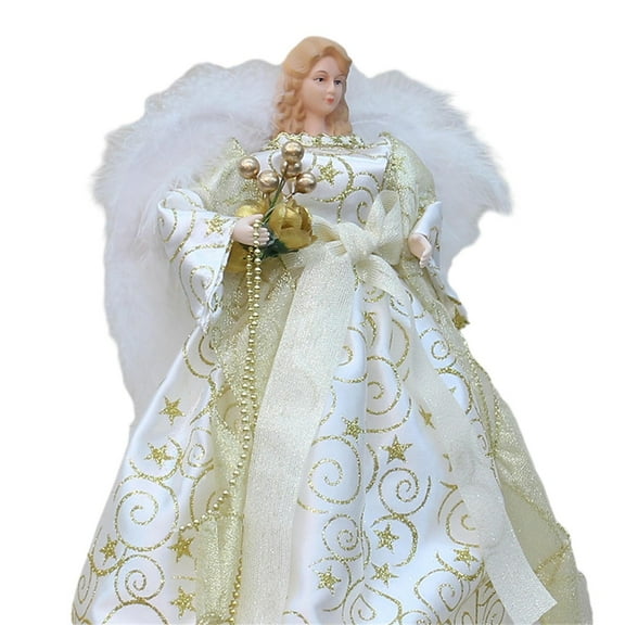 Christmas Tree Toppers Girl Shaped Ornament Angeled Statue Plush Wing Tree Top Angeled Decorations for Party Supplies