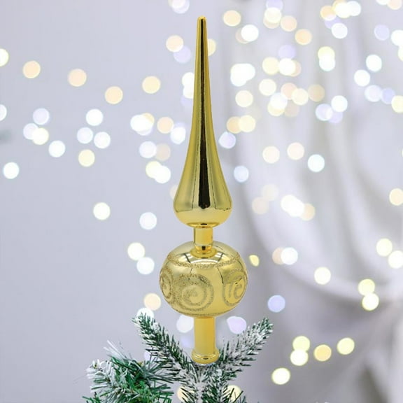 Christmas Tree Toppers Vintage, 9 Inch Christmas Tree Toppers Decoration, Plastic Finals Tree Topper Ornament, Christmas Tree Finials for Xmas Holiday Decorations (Gold/Red/Silver)