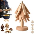 thumbnail image 1 of Christmas Tree Trivet, Christmas Tree Trivet Set, Foldable Trees Shape Trivets Set with Stand, 4 Walnut Wood Trivets + Storage Rack, Heat Resistant Pot Holders for Kitchen (Natural Wood, Three-Piece), 1 of 8