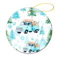 thumbnail image 1 of Christmas Tree And Truck Gifts Christmas Ceramic Ornament Blue Pickup Truck Circle Ornament for Christmas Tree Decoration Xmas Party Decorations Funny Gifts for Women/Men, 1 of 8