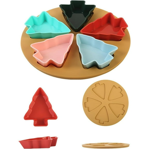 Christmas Tree Trunk Fruit Plate, Christmas Tree Trays Christmas Serving Decorative Platter Food Serving Dishes Fruit Platter Tray for Xmas Holiday Party Housewarming Gift Kitchen Dinnerware (8PCS)