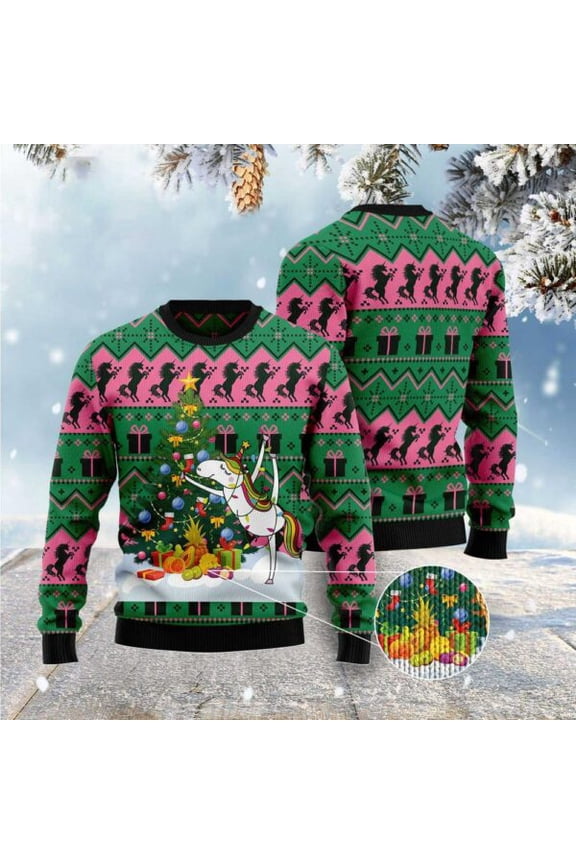Christmas Tree Unicorn Ugly Christmas Sweater, Xmas Tree Sweater, Christmas Sweater