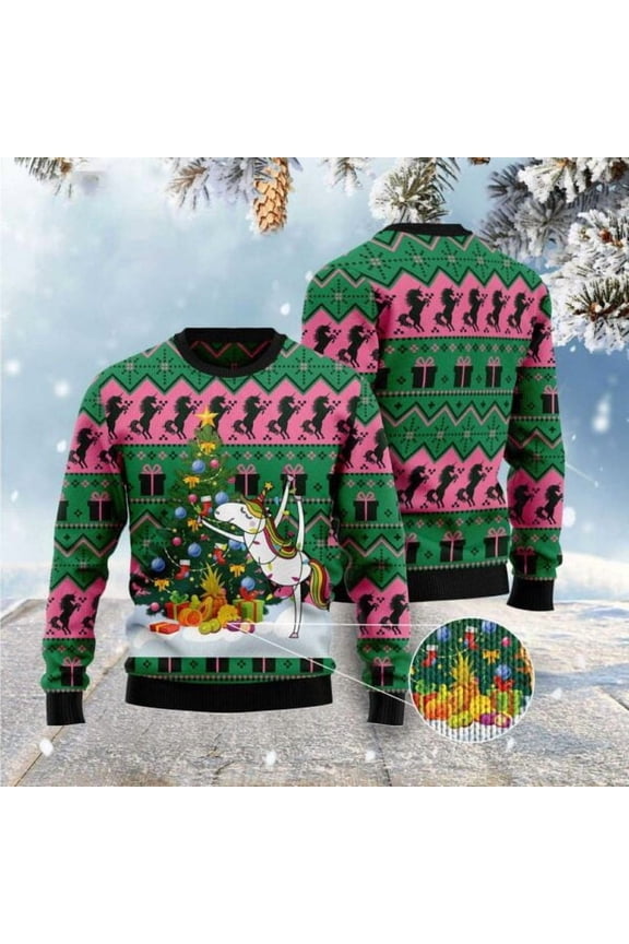 Christmas Tree Unicorn Ugly Christmas Sweater, Xmas Tree Sweater, Christmas Sweater