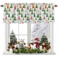 thumbnail image 1 of Christmas Tree Valances for Windows, 54 x 18in, Green Pink Blue Trees Winter Plant Rod Pocket Kitchen Valance Curtain Light Filtering Window Treatments for Living Room Bedroom, 1 Panel, 1 of 7