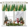 thumbnail image 1 of Christmas Tree Valances for Windows, 54 x 18in, Winter Snowflakes Green Gold Tree Stars Rod Pocket Kitchen Valance Curtain Light Filtering Window Treatments for Living Room Bedroom, 1 Panel, 1 of 7