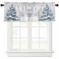 thumbnail image 1 of Christmas Tree Valances for Windows, Winter Snowflakes Blue Abstract Art Decoration Light Filtering Window Treatment Valances, Rod Pocket Small Curtains for Kitchen/Bathroom, 56"x16", 1 of 9