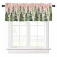 thumbnail image 1 of Christmas Tree Valances for Windows Winter Xmas Pine Tree Forest Snowflakes Pink Rod Pocket Curtain Valance Window Treatment Short Curtains for Kitchen Living Room, 60"x14", 1 of 5
