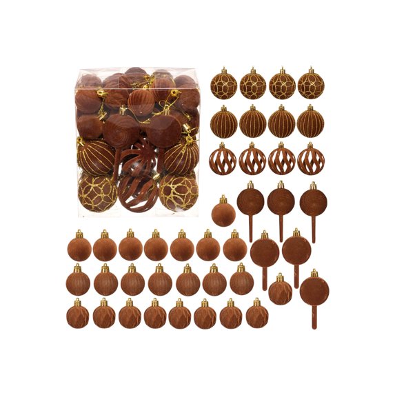 Christmas Tree Velvet Ball Decorations, 42 Piece 8 Styles Flocking Christmas Ornament with Golden Edge Set, Flocked Christmas Tree Ball Decor for Xmas Tree Holiday Party Home Decor