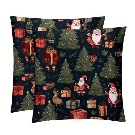 Christmas Tree Velvet Decorative Throw Pillow Inserts - Set of 2, Chair Pillow Covers - Unique Patterns, 16x16, 18x18, 20x20 Inches for Home Decor & More