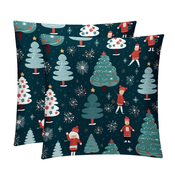 Christmas Tree Velvet Throw Pillow Covers Inserts in 16x16, 18x18, and 20x20 Inches - Set of 2 - Unique Patterns for Throw Pillow Covers for All Occasions