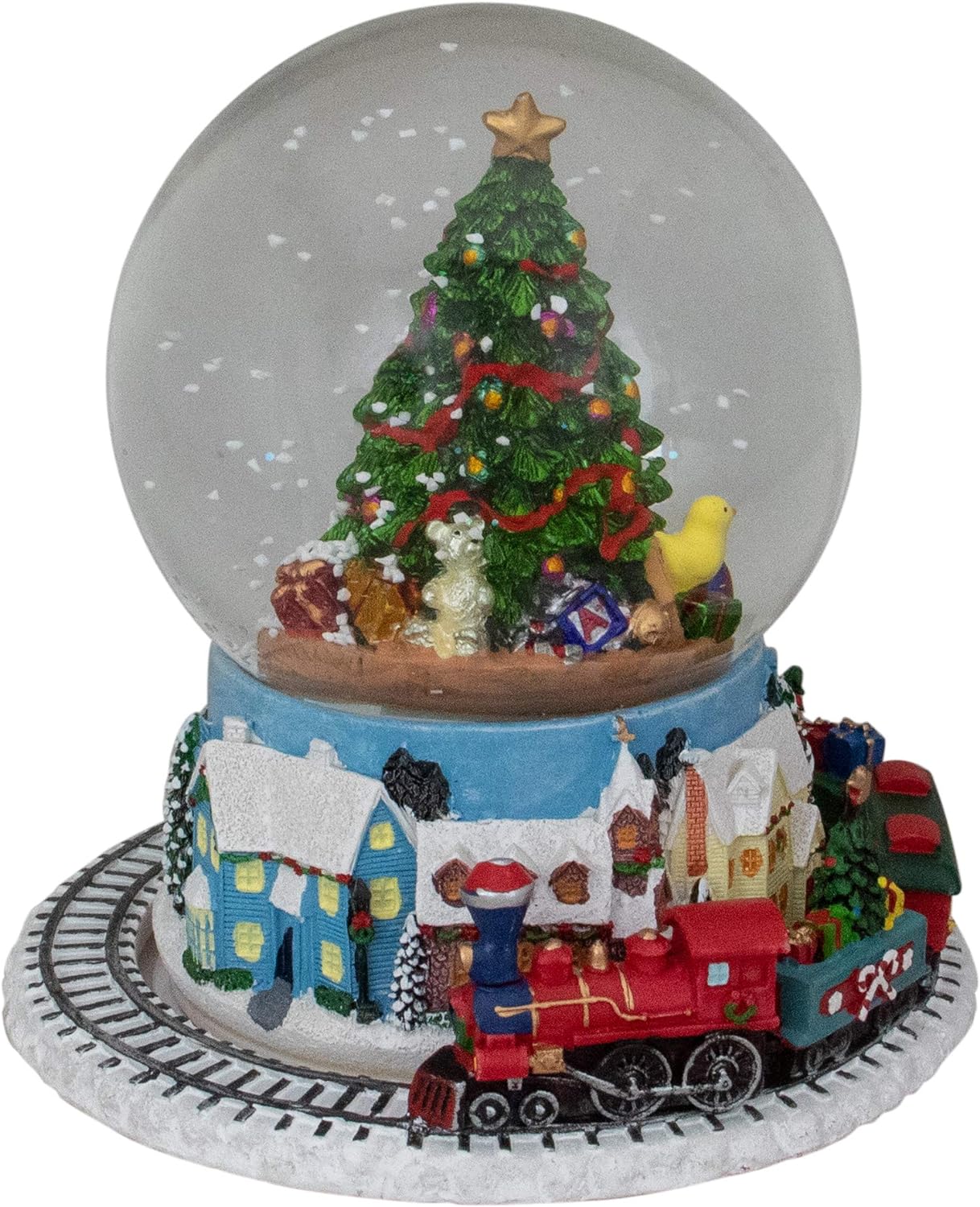 Christmas Tree Village Train Musical Snow Globe