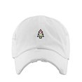 thumbnail image 1 of Christmas Tree Vintage Baseball Cap Embroidered Cotton Adjustable Distressed Dad Hat White, 1 of 1