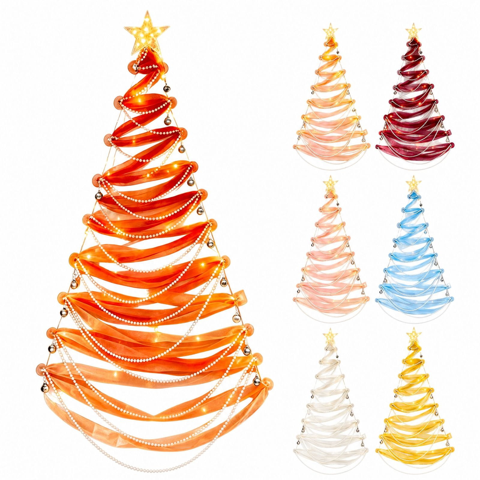 String Candy Kit Christmas Tree Wall Decor DIY Kit with LED String Lights,Ribbon Star ...