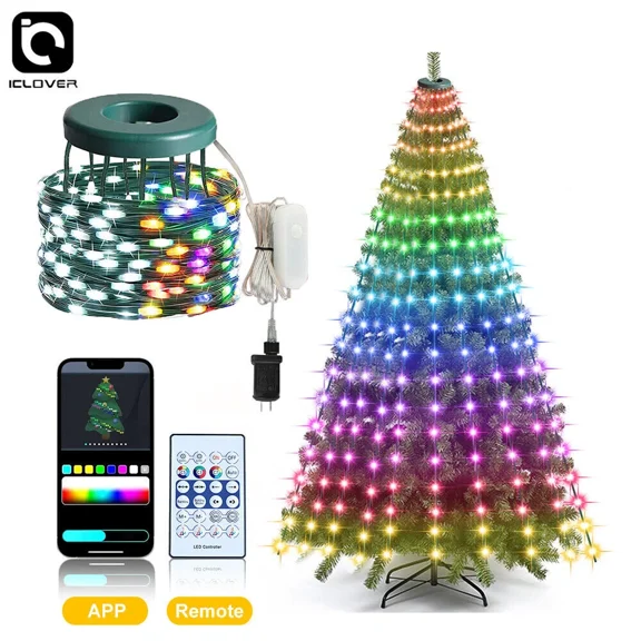 Christmas Tree Waterfall String Lights RGB Outdoor/Indoor Waterproof Smart Fairy