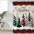 thumbnail image 1 of Christmas Tree Waterproof Fabric Shower Curtain, Red Black Plaid Xmas Snowflake Shower Curtain for Bathroom Curtains Bathtubs Hotel Washable Shower Curtains with 12 Hooks Stall 54x78in, 1 of 6