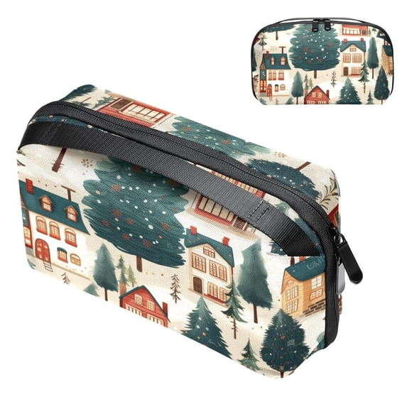Christmas Tree Waterproof Oxford Fabric USB Organizer Storage Box Charger Phone Case Cell Phone Cord Organizer 5.9x9.44x3.14 in.