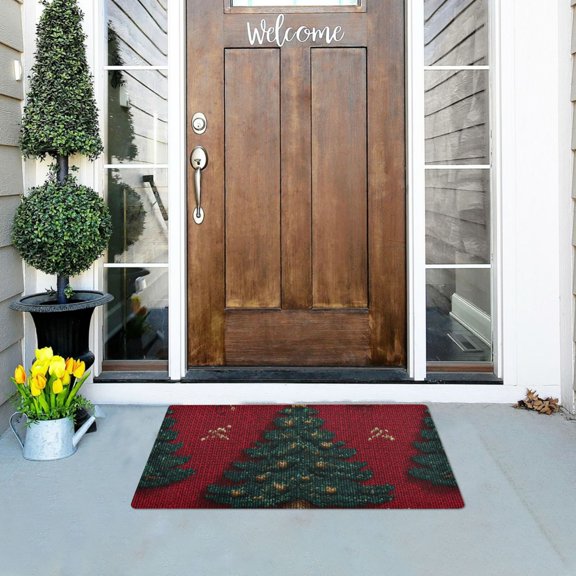 Christmas Tree Weave Doormats Welcome Mats Gate Pads Entryway Outdoor 32" x 20"