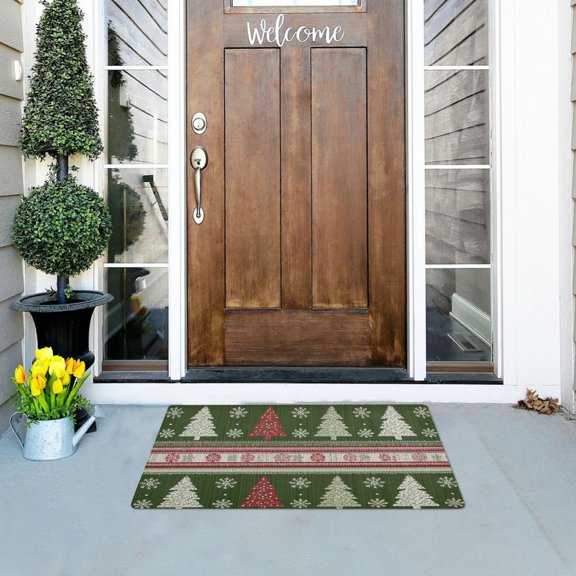 Christmas Tree Weave Pattern Doormats Welcome Mats Gate Pads Entryway Outdoor 32" x 20"