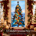 thumbnail image 1 of Christmas Tree Window Cling, Large Seasonal Window or Door Decoration, Reusable-Look Flat Decoration for Home, for Home, Office, Storefront, Party, Multicolor, 35.43 x 70.87 in, 1 Piece, Style B, 1 of 10