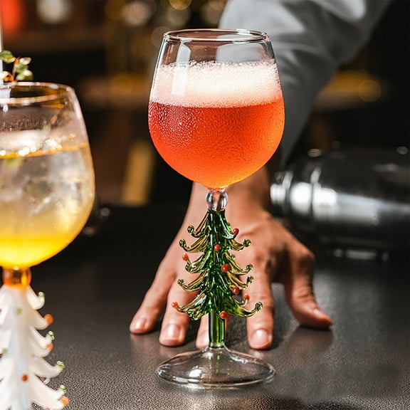 Christmas Tree Wine Glass, Personalised Christmas Tree Goblet, 3D Crystal Stemless Christmas Glass, Christmas Banquet Drinkware, Ideal for Christmas Parties, Holiday Dinners & Home Decor