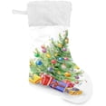 thumbnail image 1 of Christmas Tree Winter Christmas Stockings Xmas Balls Christmas Presonalized Large Stocking Sock, Set of 1 Xmas Party Winter Decor Candy Bag Family Holiday Gift, 17.7 Inch, 1 of 7