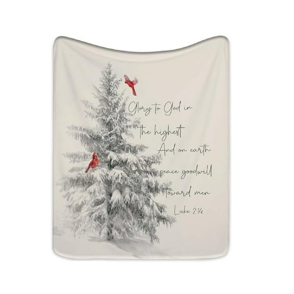 Christmas Tree Winter Throw Blanket, Christian Quote Inspirational Bible Design, Cozy Holiday Home Decor Gift