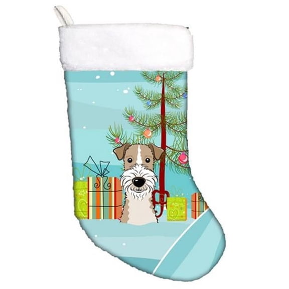 Christmas Tree & Wire Haired Fox Terrier Christmas Stocking