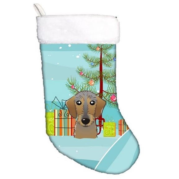 Christmas Tree & Wirehaired Dachshund Christmas Stocking