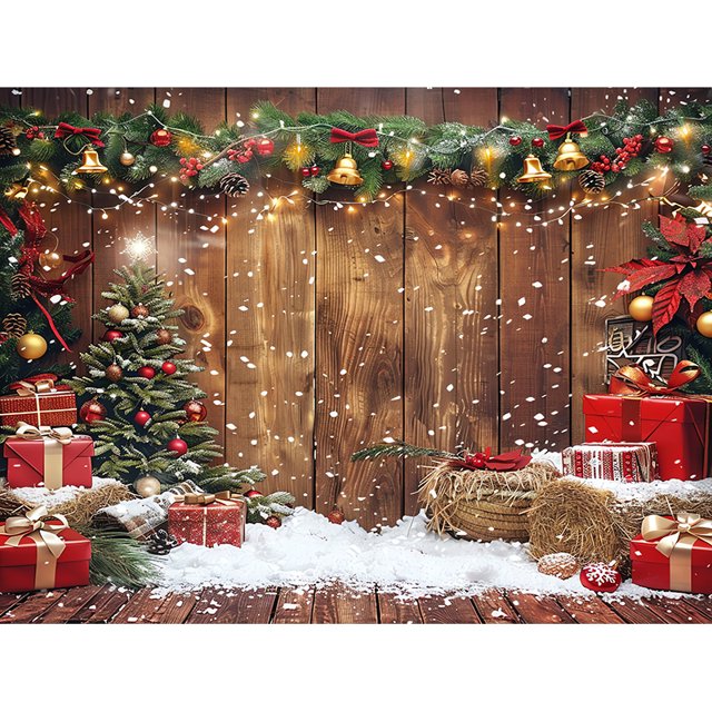Christmas Tree With Gift Boxes Photography Backdrops Winter Decorations