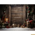 thumbnail image 1 of Christmas Tree With Gift Boxes Photography Backdrops Winter Snow rations Wood Door Fireplace Room Background Props WR-22, 1 of 5