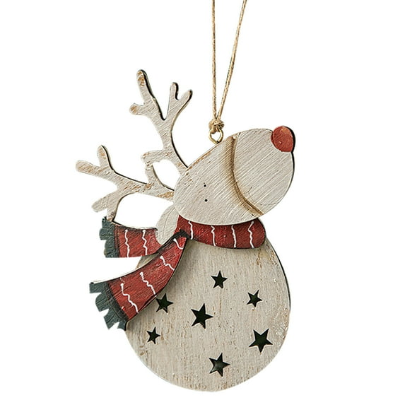 Christmas Tree Wooden Reindeer Ornaments, Vintage Hand-Painted Holiday Decorations for Festive Display and Unique Seasonal Hanging Decor