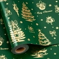 thumbnail image 1 of Christmas Tree Wrapping Paper, Green and Gold Gift Wrapping Paper, Gold Foil Christmas Tree Design Winter Holiday Gift Wrap Neutral for Gift Packaging, Festive Decoration (17 Inch X 33 Feet), 1 of 15