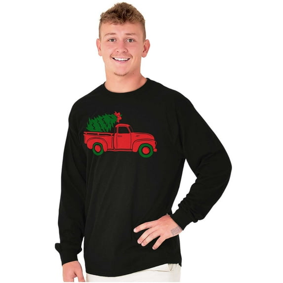 Christmas Tree Xmas Pick Up Truck Long Sleeve TShirt Men Women Brisco Brands S
