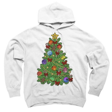 Christmas Tree Xmas White Graphic Pullover Hoodie - Design By Humans  S