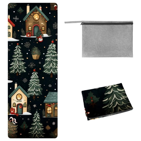 Christmas Tree Yoga Towel with Storage Bag, 72.8"x26.8", Suitable for Yoga, Pilates, Fitness, Gym Towel, Yoga Blanket