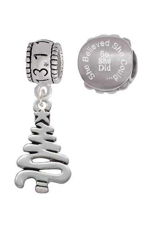 Christmas Tree Zig Zag 13.1 Half Marathon Run She Believed She Could Charm Beads (Set of 2)