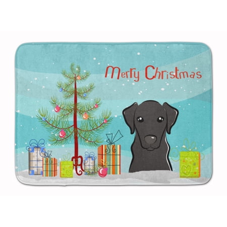 Christmas Tree and Black Labrador Machine Washable Memory Foam Mat